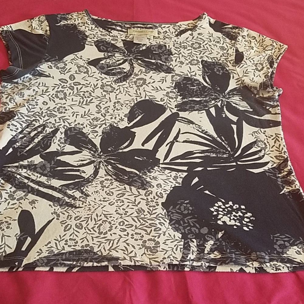 Coldwater Creek Navy/White Floral T